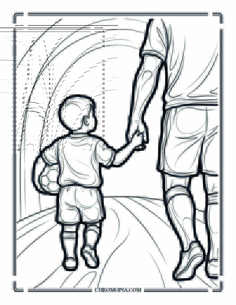Walking Out With The Soccer Players Coloring Page