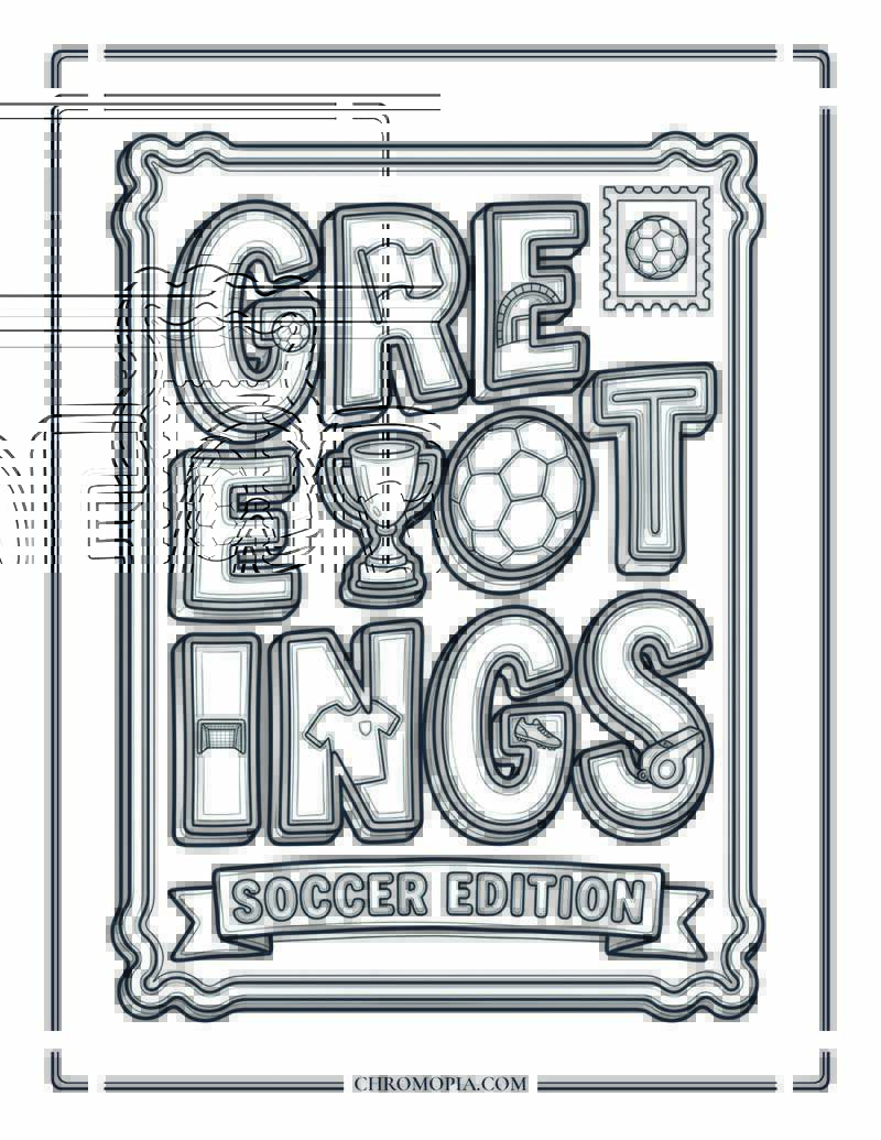 Greetings From The Soccer World Cup 2026 Postcard Coloring Page