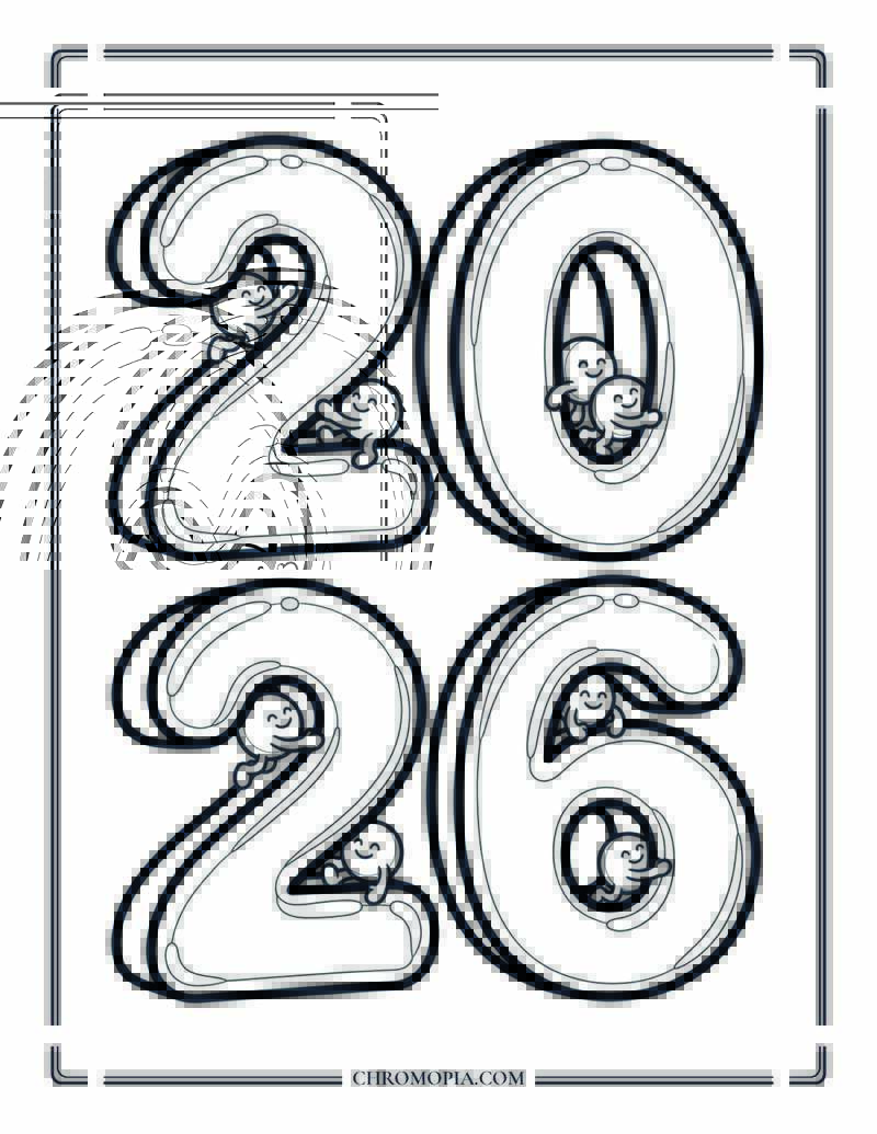 Kawaii 2026 Soccer Coloring Page