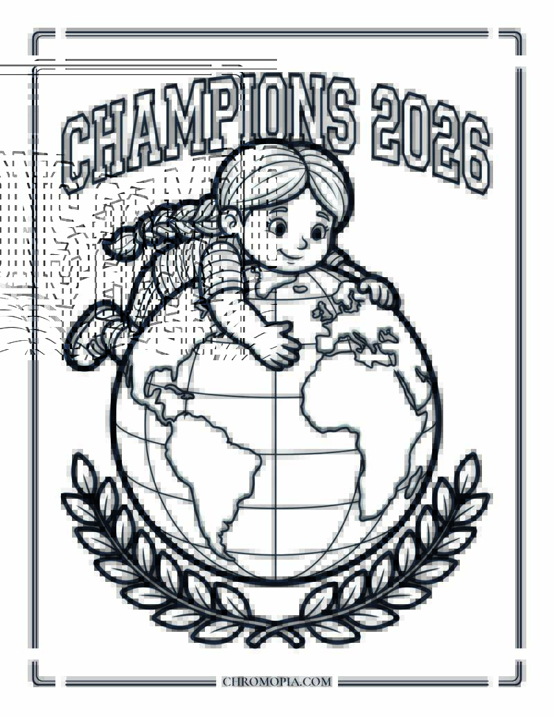 Soccer Champions 2026 Coloring Page