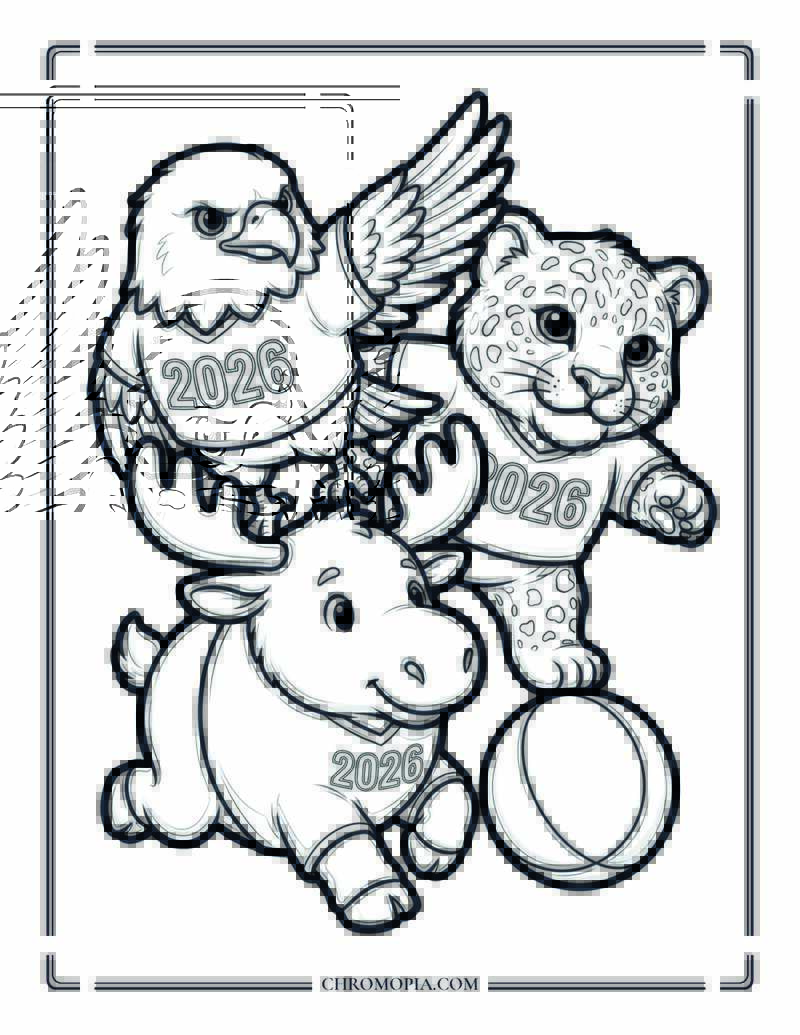 Eagle Jaguar And Moose Soccer Friends Coloring Page