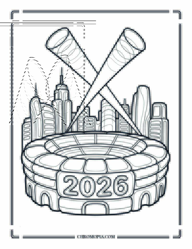 Soccer World Cup 2026 Final In New York Coloring Page