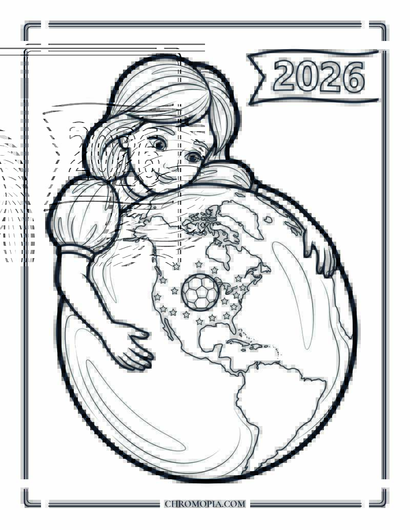 Soccer World Cup 2026 Host Cities Map Coloring Page