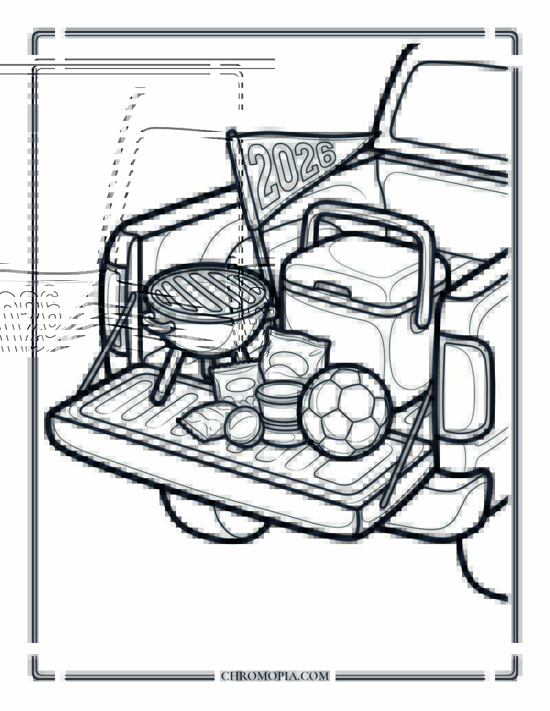 Soccer World Cup 2026 Tailgate Coloring Page