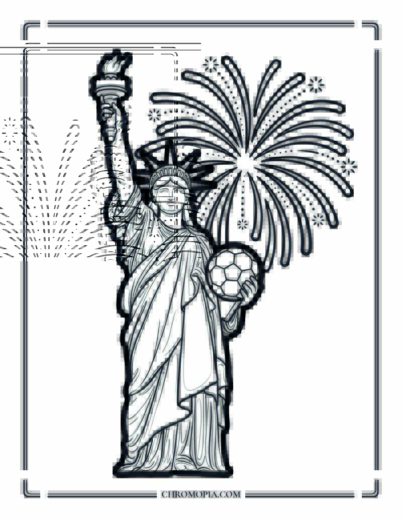 Statue Of Liberty Soccer Coloring Page