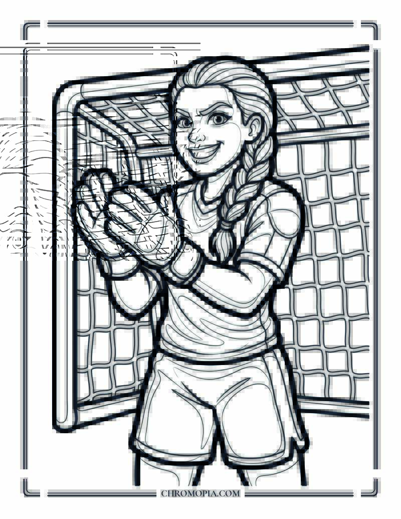 Girl Soccer Goalkeeper Coloring Page