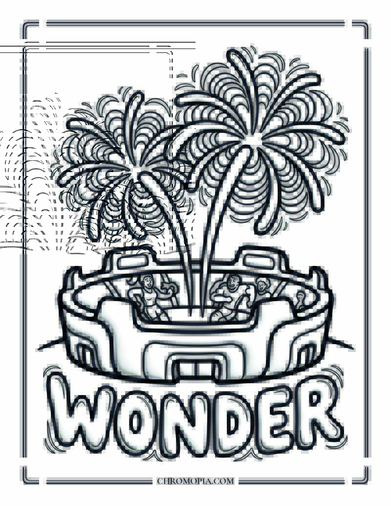 Fireworks Over The Soccer Stadium Coloring Page