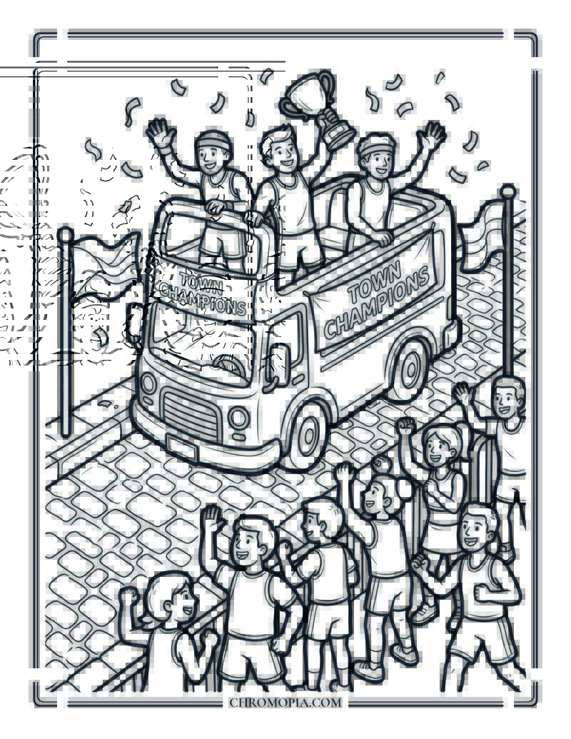 Soccer Champions Bus Parade Coloring Page