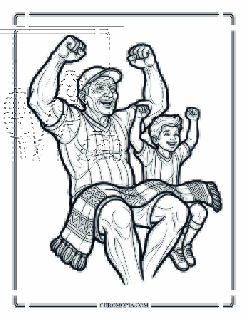 Grandpa And Grandson Watching Soccer Coloring Page