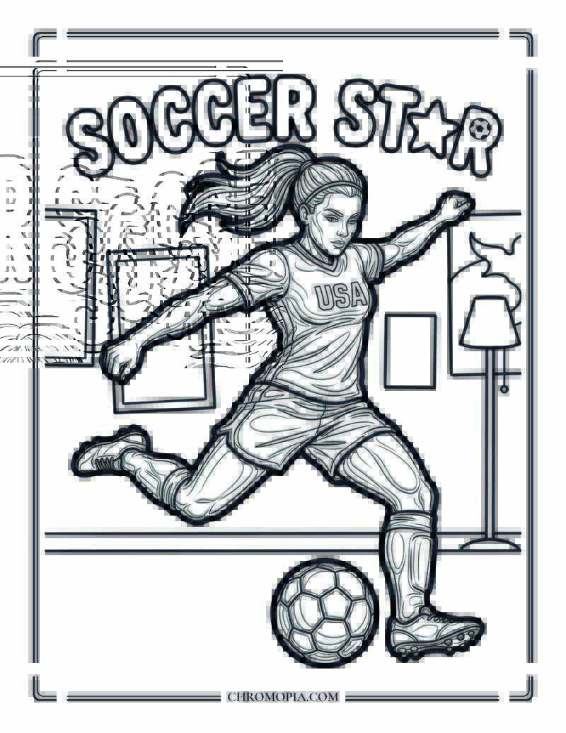 Soccer Star Bubble Letters Coloring Page