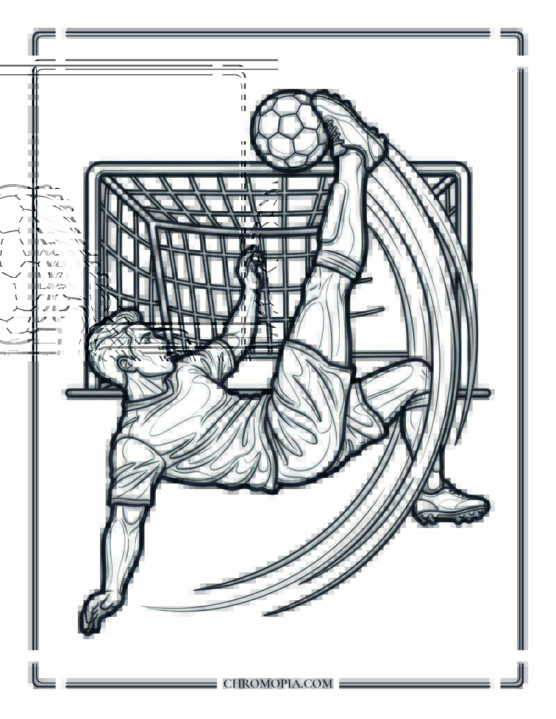 Soccer Bicycle Kick Coloring Page