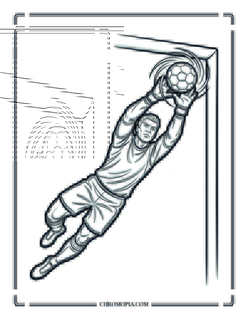 Soccer Goalkeeper Save Coloring Page