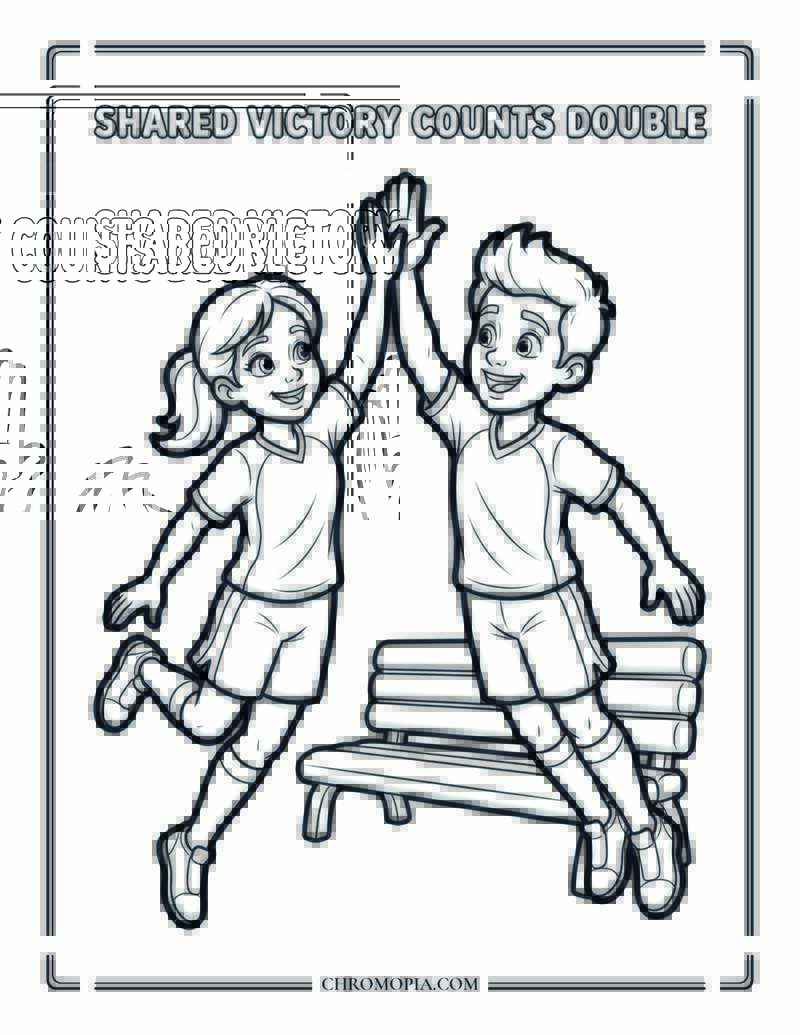 Soccer Team High Five Coloring Page