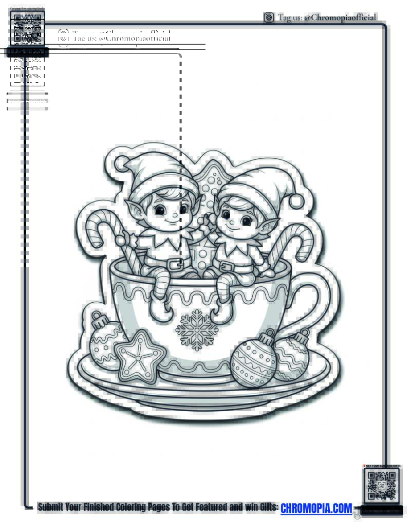 35  Mini Elves In Teacup Coloring Page