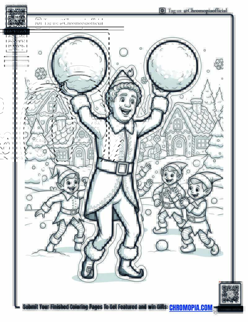 5  Buddy The Elf Snowball Fight Coloring Page