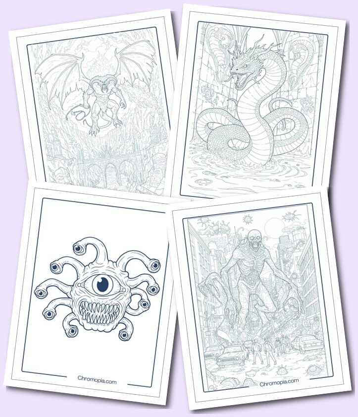 2_ Fantasy & Sci-Fi Monsters Coloring Pages