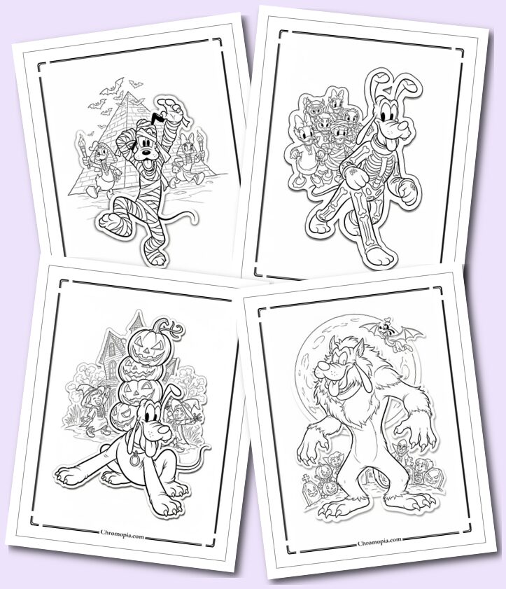 3 Halloween Disney Pluto Coloring Pages