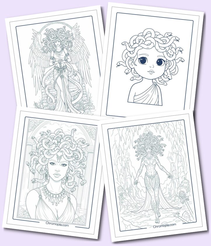 3D Ultra Realistic Medusa Coloring Pages