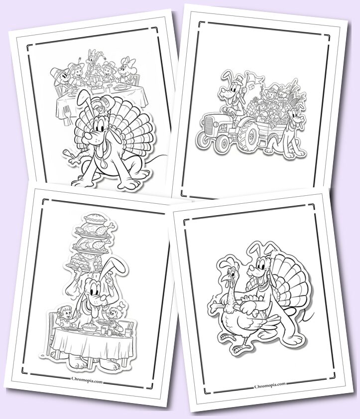 4 Thanksgiving Disney Pluto Coloring Pages