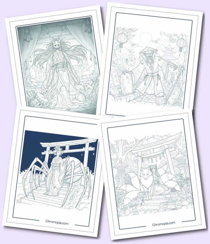 4_ Asian Myth Monsters coloring pages