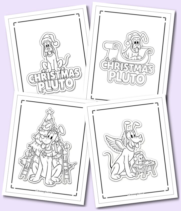 5 Christmas Disney Pluto Coloring Pages