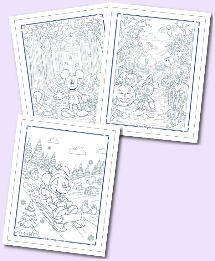 5 Holiday, Celebrations, and Seasonal Themed Mickey Mouse Coloring Pages
