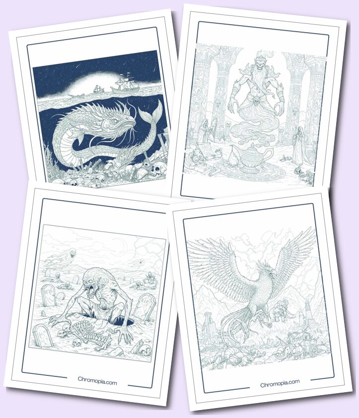 5_ Middle Eastern Myth Monsters coloring pages