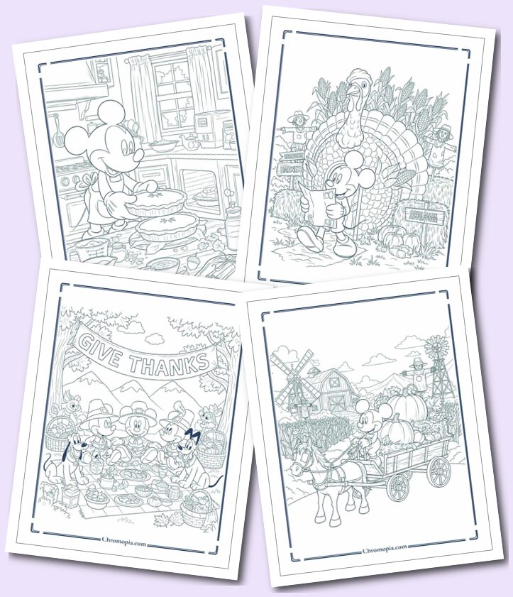 6 Thanksgiving Mickey Mouse Coloring Pages