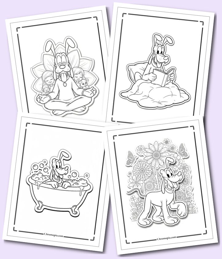 7 Self-Care, Mindful & Therapeutic Mandala Disney Pluto Coloring Pages