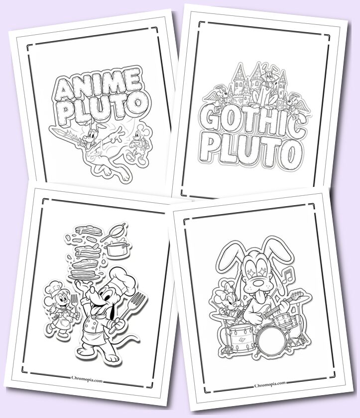 8 Multi-Conceptual & Multi-Art Themed Disney Pluto Coloring Pages