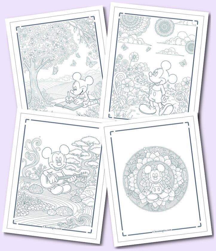 8 Self Care & Mindful Therapeutic Mickey Mouse Coloring Pages