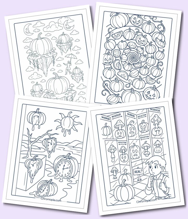 Abstract Pumpkin Scenes Coloring pages