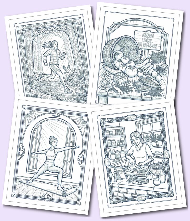 Active Physical Wellness and Movement National Wellness Month Coloring Pages