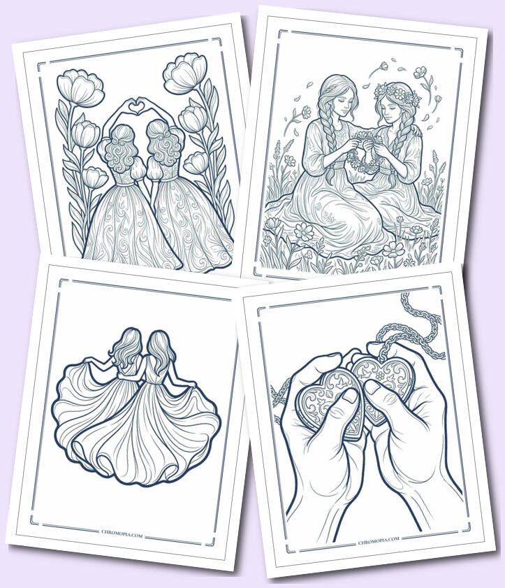 Aesthetic Best Friends Coloring Pages