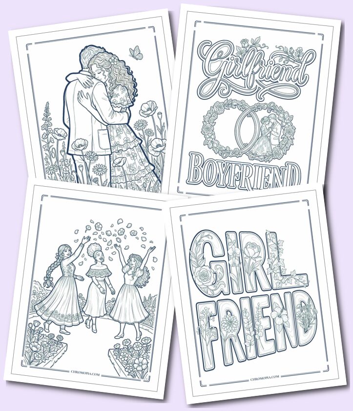 Aesthetic National Girlfriend Day Coloring Pages For Adults