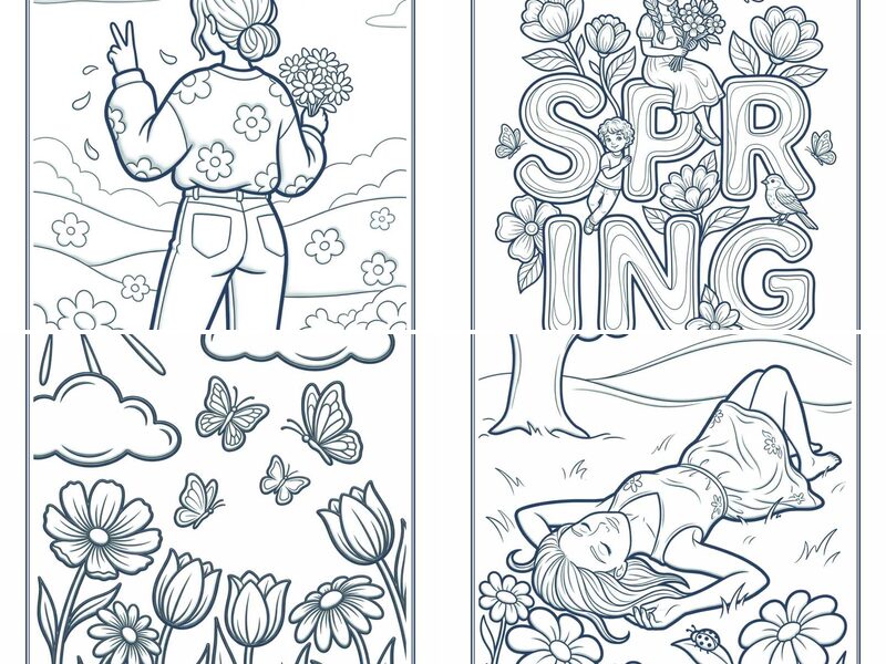 Aesthetic Spring Coloring Pages