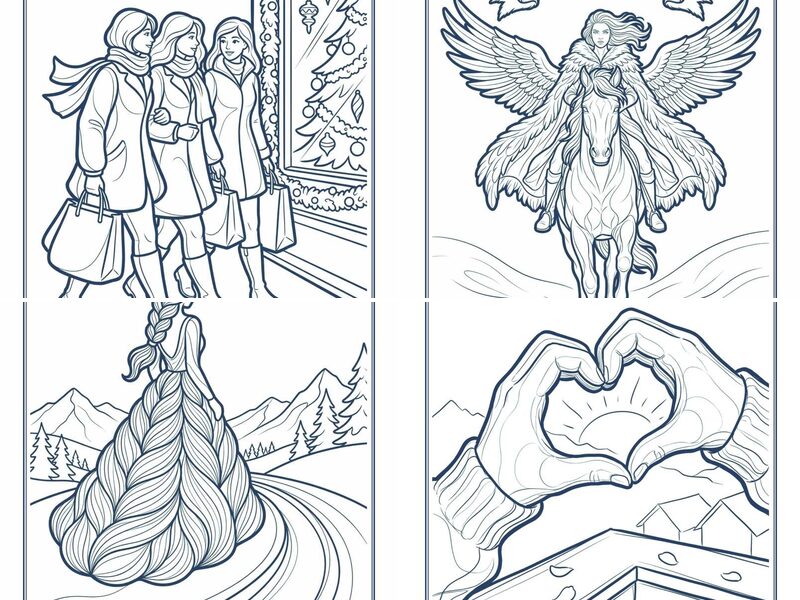 Aesthetic Winter Women Coloring Pages