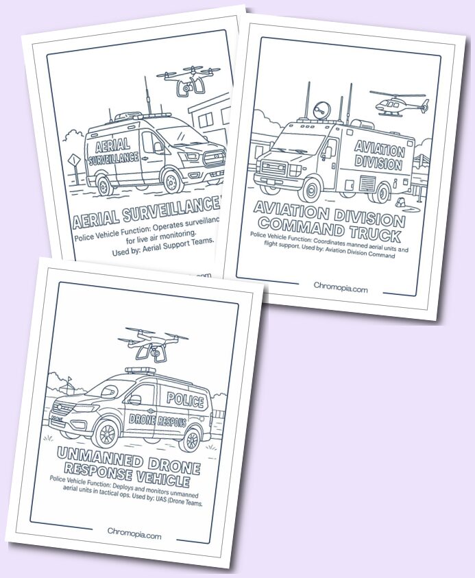 Air Drone Support – Police Vehicle Coloring Pages