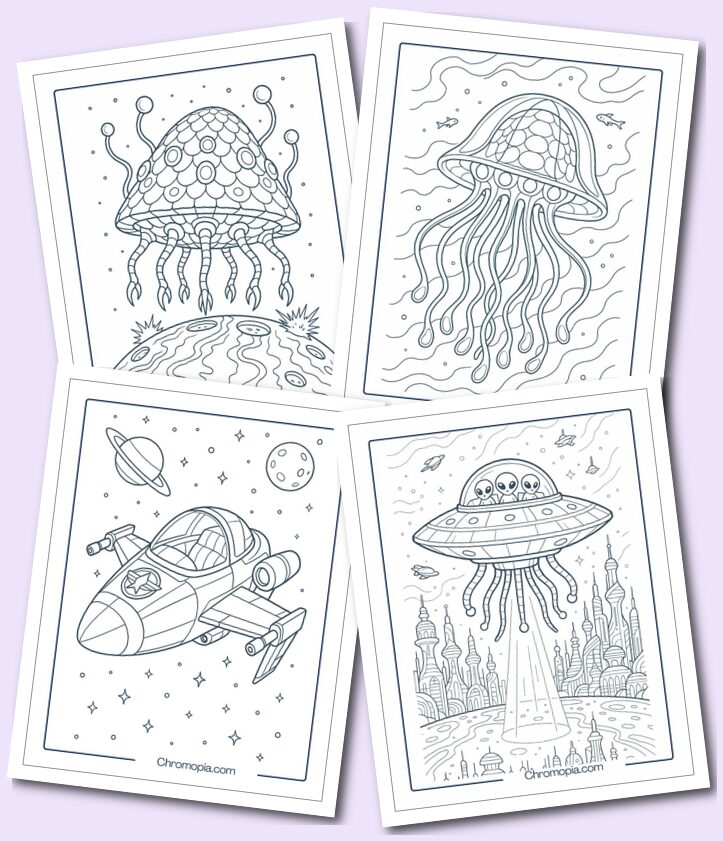 Alien Spaceship Coloring Pages