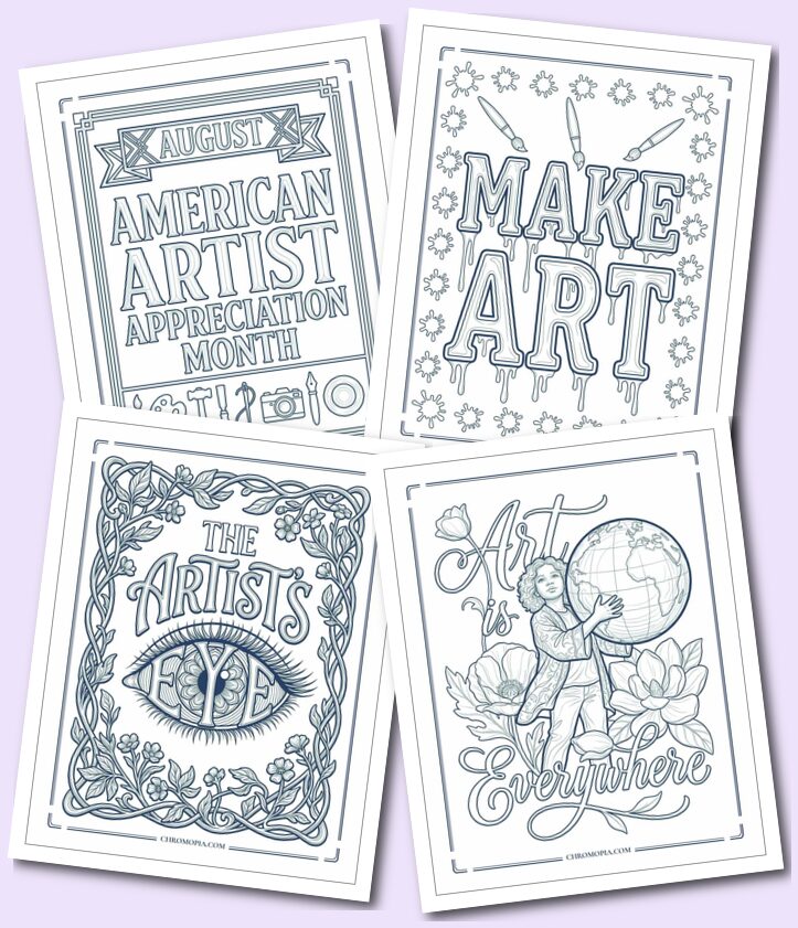 American Artist Appreciation Month Word Art Coloring Pages