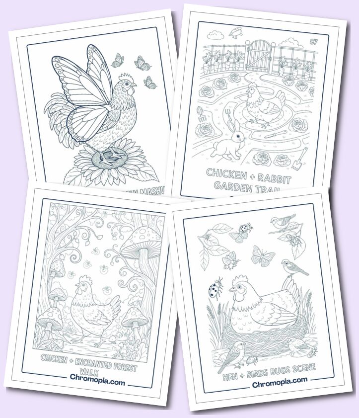 Animal and Nature fusion Chicken Coloring Pages