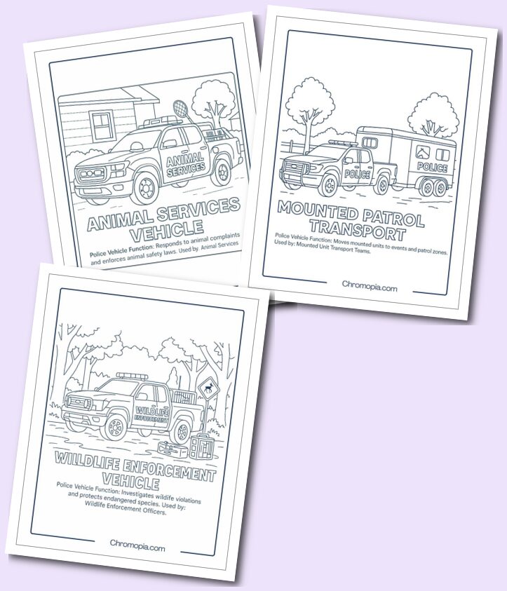 Animal & Mounted Units – Police Vehicle Coloring Pages