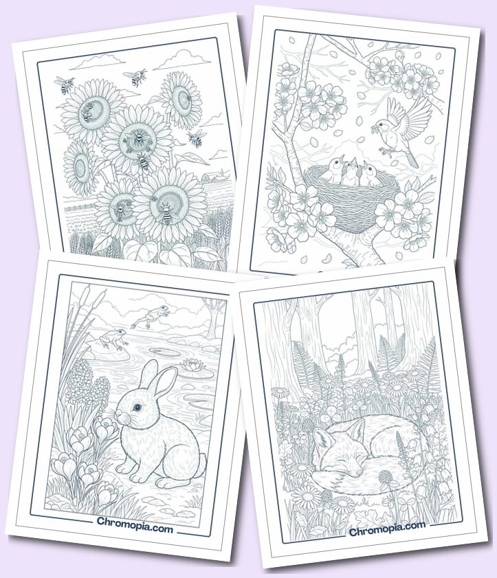 Animals, Birds, Insects & Nature flower coloring pages For All Ages