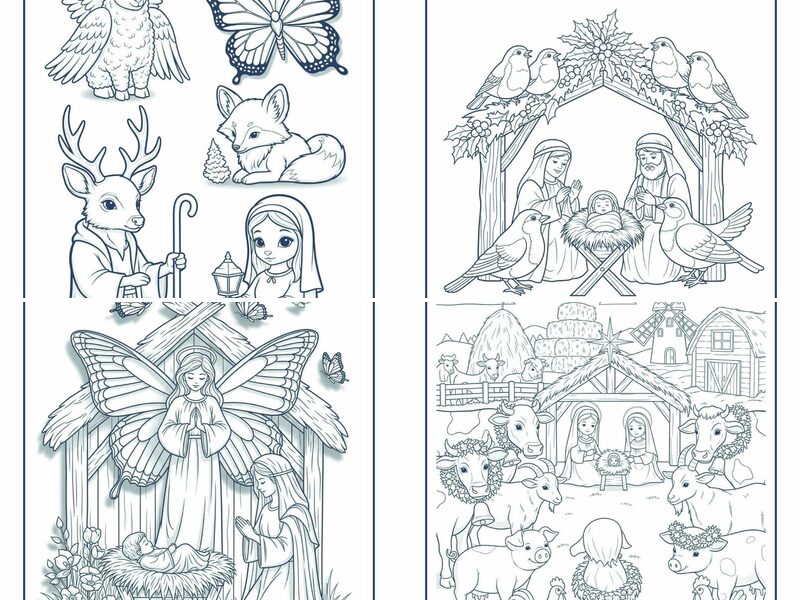 Animals, Birds, Insects & Nature Mashups Nativity Coloring Pages for All Ages