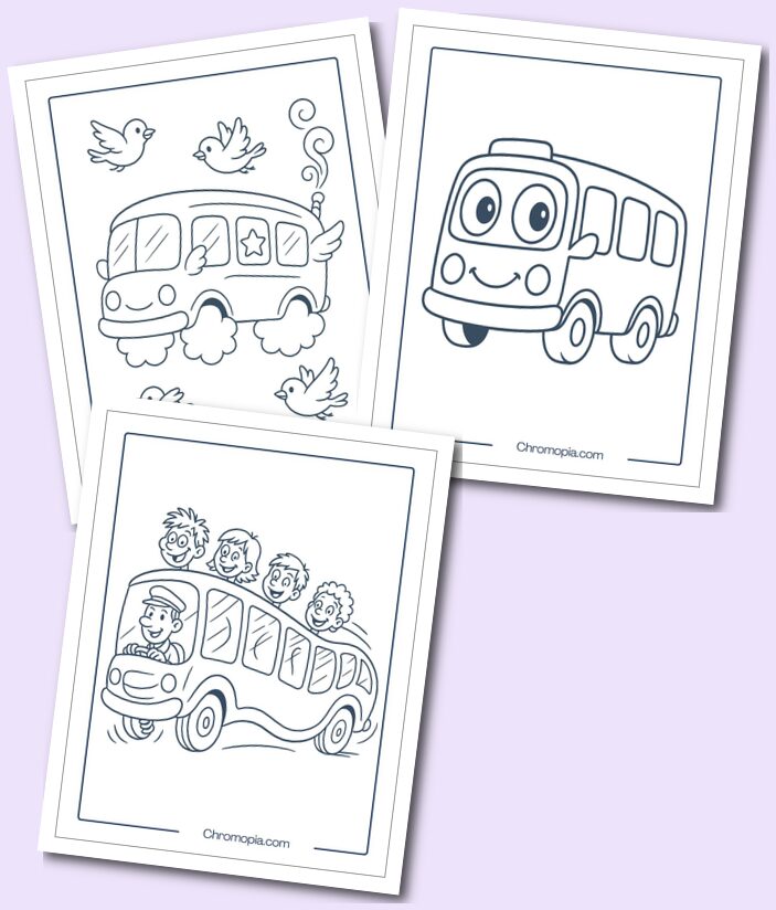 Animated Bus Clipart Coloring Pages
