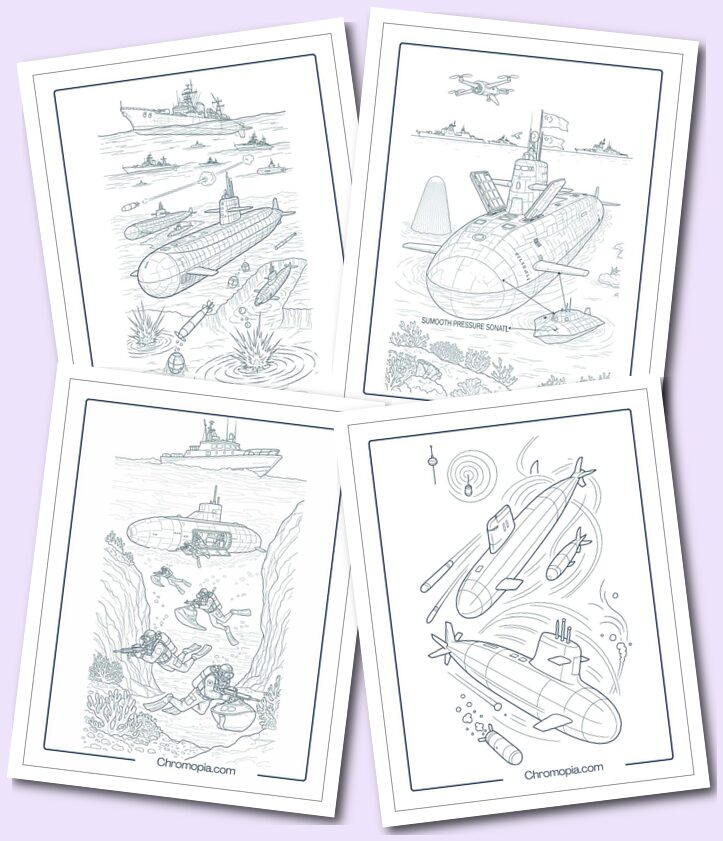 Army or Military Submarine Coloring Pages