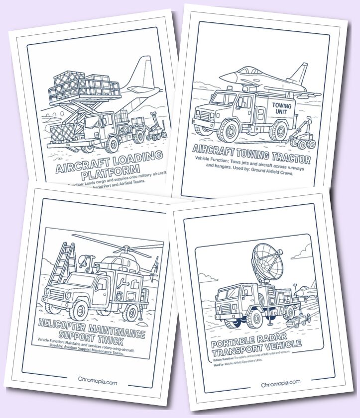 Aviation Ground Support Vehicles – Army Vehicle Coloring Pages