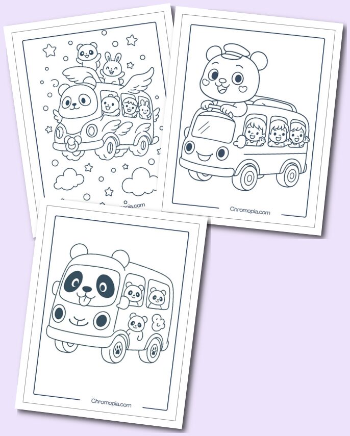 Baby Bus Panda Coloring Pages