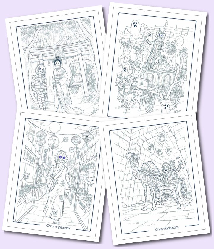 Beetlejuice Around the World Coloring Pages for all ages