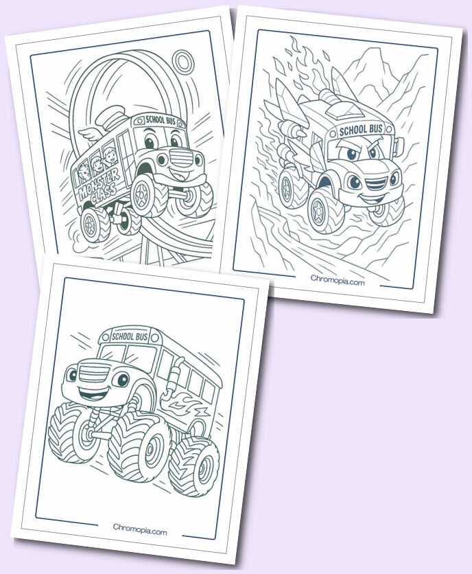 Blaze Monster Machine School Bus Coloring Pages